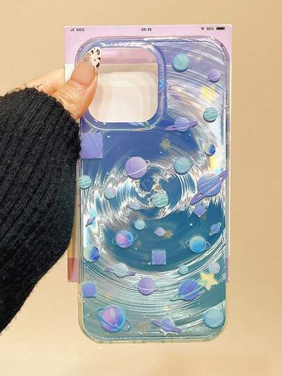 1个梦幻宇宙星球设计手机壳，兼容 17 Pro Max、 17 Air、新款16 Pro、15 Pro Max/14 Plus、独特韩式风格14寸、创意13 Pro、12寸、11寸，保护套