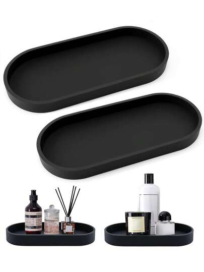 1 Stück/2 Stück Dekorative Aufbewahrungsschale für Badezimmer-Waschtisch, hochwertige Silikon-Schale, ovale Form, geeignet zum Aufbewahren von Kosmetika, Parfüms, Lippenstiften und Aromatherapie-Produkten im Schlafzimmer; Aufbewahrung auf Badezimmer-Ablagen; Aufbewahrung auf Wohnzimmer-Tischen; Badezimmer-Deko-Schale; Aufbewahrungsschale für Studentenwohnheime; Badezimmer-Schale. Schminktisch-Dekoration