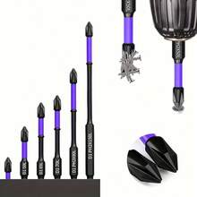6pcs Industrial PH2 Magnetic Screwdriver Bit Set, 2024 New Upgraded High Hardness And Strong Magnetic D1 Steel Anti-Slip Impact Driver Bit Set, 1/4" Hex Shank, Strong Magnetic, Length 25-150mm - 6pcs/set - View 5