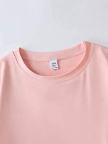 Women's Casual Crew Neck Pink Short Sleeve T-Shirt With Bow & Soda Print, Fashionable & Versatile Summer Top,Suitable For Daily Wear, Going Out, Party, School, Attending Music Festivals, Vacation, Commuting. Can Be Given As A Gift To Family, Boyfriend,Girlfriend, Friends,Girls Summer Clothes - Pink - View 5
