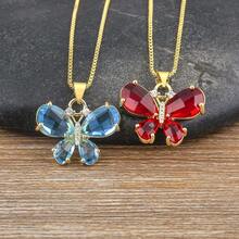 Classic Romantic Butterfly Crystal Zirconia Pendant Necklace 7 Colors For Women Girls Fashion Cute Aesthetic Clavicle Chain Jewelry - Pendant Necklace - View 7