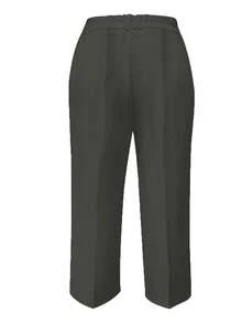 Plus Size Women Casual Everyday Office Commute Minimalist Solid Color Seam Front Straight Leg Pants Spring - Dark Grey - View 3