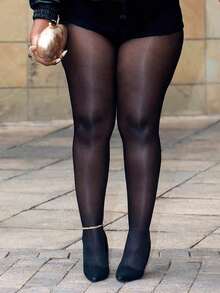 1pc High Waist Shiny Lifting & Shaping Pantyhose, Soft & Comfortable For Daily Wear, Suitable For Women - Black 2 - View 1