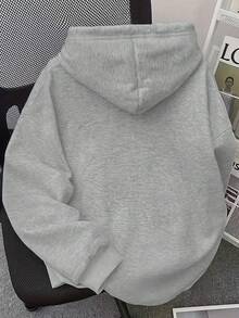 Women's Hoodie, Creative Minimalist Cute Cat Print On The Chest, Stylish And Comfortable Autumn/Winter Fashion, Versatile Casual Hoodie, Women's Clothing - 灰色 - 查看 3