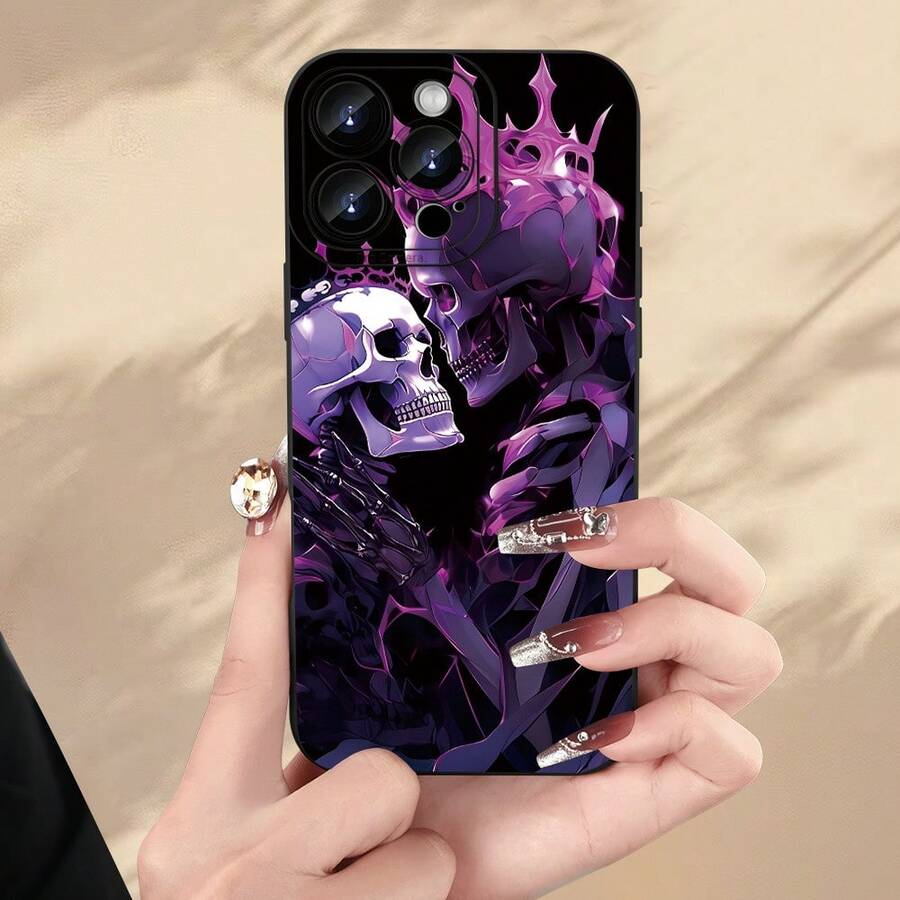 Funda de Teléfono Impresa con Patrón de Calavera Creativa y Divertida, Protección Completa Engrosada, Funda Suave de TPU a Prueba de Golpes y Caídas, Regalo de Cumpleaños o Festivo para Hombres y Mujeres, Compatible con iPhone 16 15 14 13 12 11 XS XR X 7 8 Mini Plus Pro Max S - Colores mixtos - Ver 1