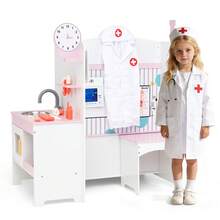 Kids Doctor Play Set W/Faucet Sink ECG Monitor Body Parts Diagram Clock - Pink - View 3