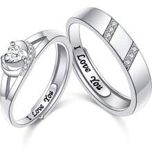 Anillos de Pareja Plata de Ley 925 Ajustables Para Él y Ella Diseño Romántico Elegante| Regalo San Valentín Compromiso Joyería para Parejas Para Novio Novia Versátil Uso Diario Significado Eterno - Abeja y panal - Ver 11