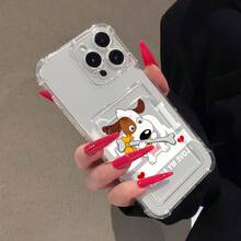 Lindo perro de dibujos animados con un hueso y un lazo. Esta elegante funda es compatible con Samsung, Apple, OPPO, , etc. Fabricada en TPU flexible, resistente a golpes y arañazos, ofrece una excelente protección contra caídas y un agarre cómodo. Es un regalo ideal para familiares, amigos y seres queridos, ideal para festivales, fundas para iPhone, San Valentín y artículos de . - transparente - Ver 4