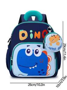 Nueva mochila con diseño de dinosaurio, unisex, ligera y cómoda, adecuada para viajes casuales y uso escolar - azul oscuro - Ver 4