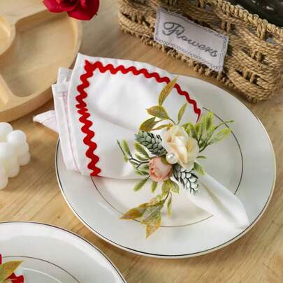 1 قطعة/2 قطعة/6 قطع من المناديل الملونة ذات الشكل المموج على شكل زهور، مناسبة للاستخدام اليومي والحفلات