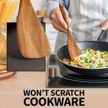 Natural Boxwood Kitchen Utensils - Wooden Spatula, Suitable For Non-Stick Pots, Pans, Skillets, Oven - Natural Wood Grain Cooking Tools - Wood Color - View 5