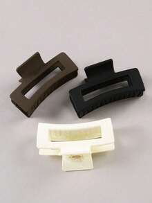 4个/套 女孩大号方形塑料发夹，时尚优雅百搭的简约风格，适合日常、派对、工作、度假等场合。可用于发型设计、洗发、化妆、搭配服装。发夹、发爪、发卡、发饰，适合学生、上班族在秋冬季佩戴。 - 彩色 - 查看 6