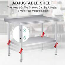 Mesa de Trabajo Multiusos Acero Inoxidable | Estante Regulable, Soporta 700 lbs | Perfecta para Organizar Cocina y Despensa en Hogar - 48 x 24 pulgadas - Ver 6