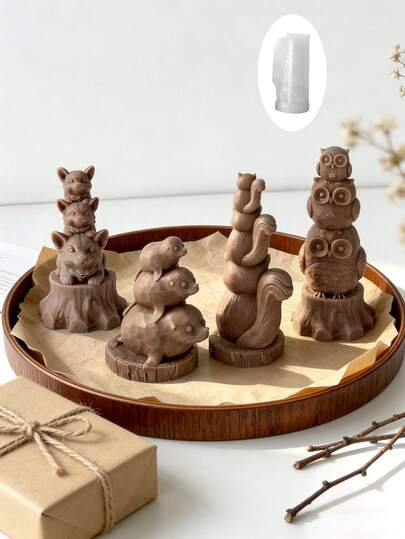 1 件 3D 海豹、小狗、猫头鹰、松鼠蜡烛硅胶模具 DIY 动物石膏吊坠模具 树脂硅胶模具 手工蜡烛制作模具 家居装饰