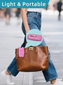 1个迷你ABS材质挤压式紧急报警器，带指示灯，黑色/粉色/灰色，夹式设计，自卫报警器，适用于女性、老人、学生和其他需要个人安全的人士 - 粉色 - 查看 5