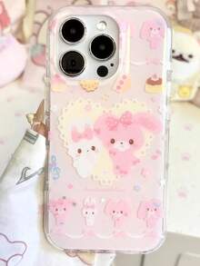 1pc Random Powder Star, Heart, Revived Bear Pattern Phone Case, Y2K Creative Lolita Dark Style Shockproof Protective Cover, Suitable For IPhone17/IPhone17 ProMax/IPhone16 Pro Max/IPhone15 Pro/IPhone14/IPhone13/12/11, Can Be Given As Christmas Gift To Family, Friends, Siblings, Partner - Pink - View 2