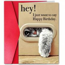1pc Happy Birthday Greeting Card With Unique Cat Design, Suitable For Any Recipient, Paper Card With Envelope, Fits Ages 0-100 - Single Piece - View 11