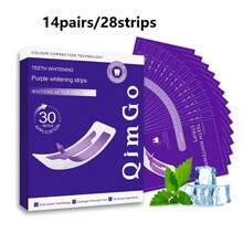 Tiras blanqueadoras de dientes de color púrpura + Adhesivo seco PAP+, Blanqueamiento de dientes, Tiras blanqueadoras, Limpieza profunda, Cuidado oral, Tiras blanqueadoras, Aliento fresco, Tiras blanqueadoras, Adecuado para viajes y uso en el hogar, Blanqueamiento púrpura, Adhesivo seco - Morado + PAP + Adhesivos secos + Tiras blanqueadoras de dientes - Ver 14