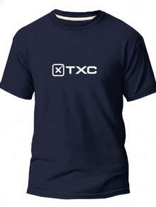 Men's Cotton T-Shirt TXC 30.1 Knit Blouse Immediate Shipping Printed Promotion - 藏蓝色 - 查看 1