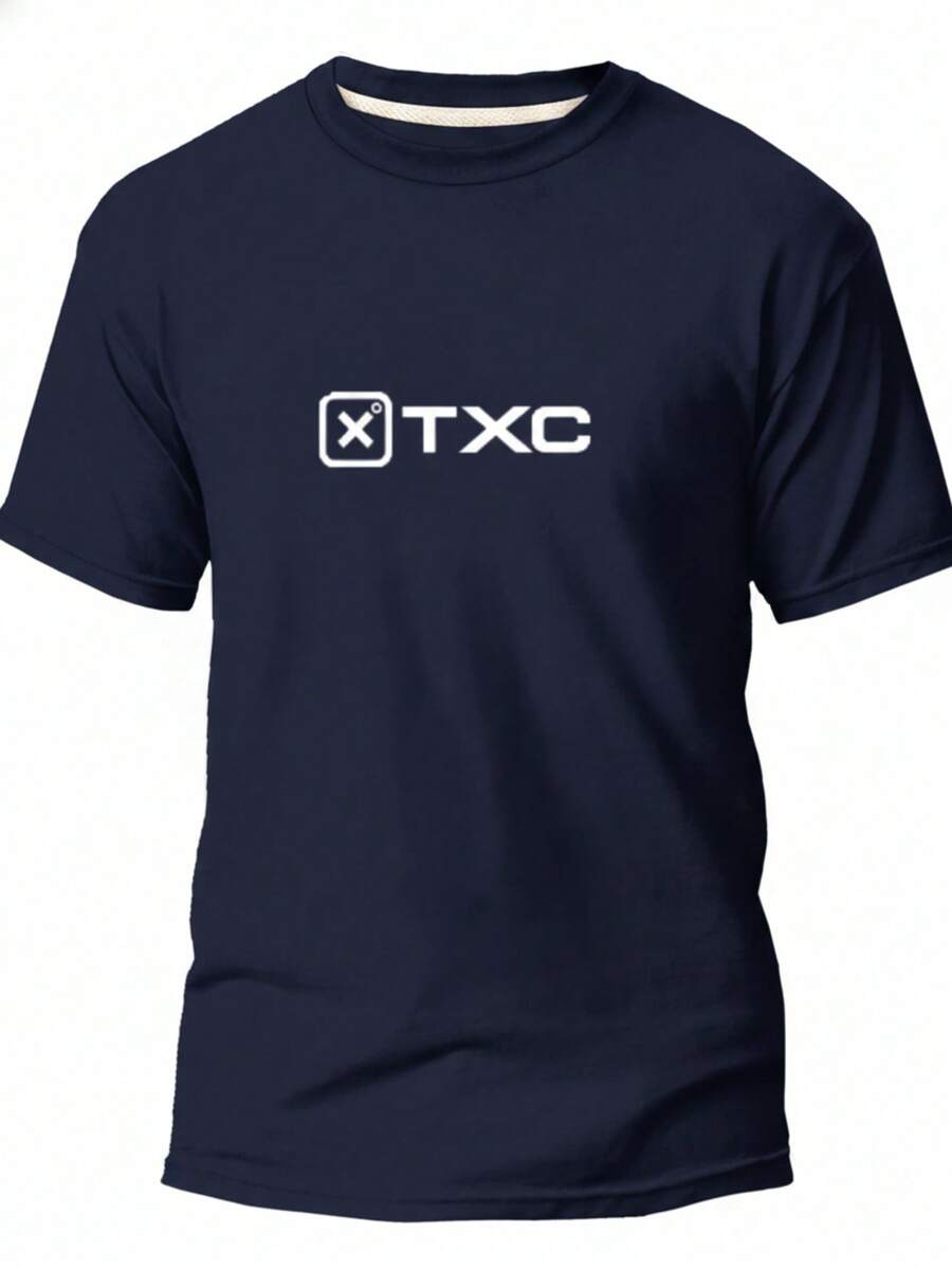 Men's Cotton T-Shirt TXC 30.1 Knit Blouse Immediate Shipping Printed Promotion - 藏蓝色 - 查看 1