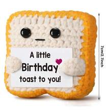 1pc Mini Fun Positive Crochet Toast Doll, Funny Valentines Day Happy Birthday Gifts For Women, Men, Handmade Crochet Plush Toys Birthday Gifts, Cute Keepsake Desk Decor For Her, Him, Best Friend - Multicolor - View 10