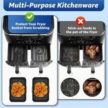 2pcs Reusable Silicone Air Fryer Liners | Non-Stick Baking Parchment Inserts, Air Fryer Kitchen Accessories - Multicolor - View 7