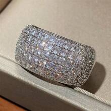 1pc Luxury Shiny Silver Alloy Ring With Cubic Zirconia Decoration, Suitable Women's Daily Wear Or Engagement Ring - 銀色 - 查看 6