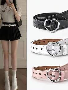 1pc Heart Shaped Waist Belt, Versatile Denim Jeans Belt, Slim Design, Fashionable For Women - Multicolor - View 3