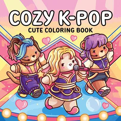 40 Pages - 230g, Cute Korean Style Stage Adult Coloring Book, Warm And Sweet Style, Adorable Pets In Stage Performance Poses, Blue And Pink Color Scheme, Relaxing Coloring, Suitable For Stationery And School Supplies, Great Gift For Girls, Valentine's Day Or New Year Gift