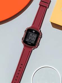 1件 TOMI 极简高科技方形表盘多功能日历手表，运动风格，适合日常佩戴，也是万圣节、圣诞节等节日的礼物之选。 - 紅色 - 查看 3