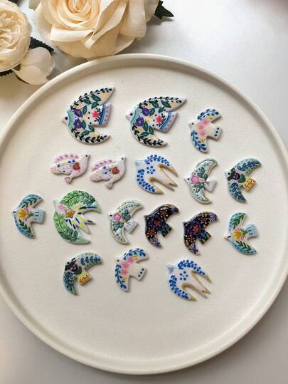 花卉鸟翼造型软陶切割器套装，DIY手工彩绘鸟类耳环及饰品挂件工具