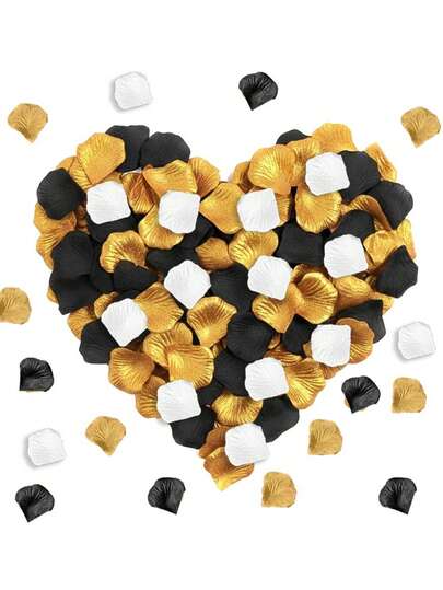 2000片金色、白色、黑色人造玫瑰花瓣批发，适用于情人节、婚礼走道装饰、花童、浪漫餐桌装饰、生日、毕业典礼、周年纪念、求婚、新年派对装饰