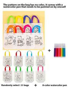10/25件随机DIY涂鸦礼品袋，个性化彩色袋子，艺术派对涂鸦袋，艺术活动和DIY工艺品礼品，可重复使用的涂鸦礼品袋，生日派对礼品袋，适用于生日、圣诞节、新年和春节礼物，礼品包装和储存 - 彩色 - 查看 13