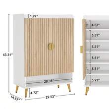 LITTLE TREE Shoe Cabinet With Doors & Adjustable Shelves, 7-Tier Modern Free Standing Shoe Racks Storage Organizer For Entryway, Living Room, Bedroom, Apartments - 白色 - 查看 3