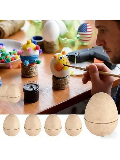 1个纸浆复活节彩蛋 | 纸浆彩蛋，DIY手绘彩蛋，适用于复活节彩蛋工艺品、寻蛋游戏、派对礼物、复活节篮子填充物