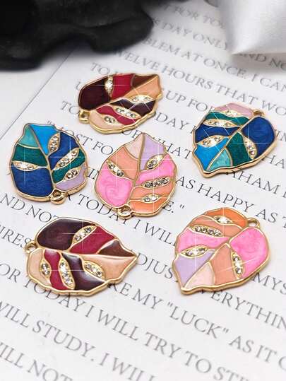 6pcs/Set Trending Oil Drop Leaf Pendant Jewelry Accessories, Suitable For Necklace