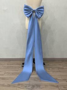 1pc White Satin Back Big Single Layered Black Bow & 150cm Long Ribbon For Waist Decoration Valentine's Day Accessories - Multicolor - View 35