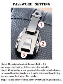 HOVI'S Men Clutch Bag Black Pebbled PU Leather - Dual Zipper & Password Lock Design Hand Strap Large Capacity Phone & Essentials Holder Anti-Theft Business Casual New Year Gift Valentine's Day Gift - Black - View 9