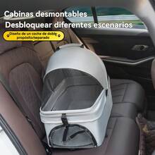 Cochecito Portátil Plegable Ligero de 4 Ruedas para Mascotas, Compatible con Perros, Gatos, Cachorros y Gatitos - Transportador Compacto para Viajes con Ventilación e Interior Espacioso - Portador para Cachorros, Perros, Conejos y Gatitos Carreola Alta Plegable Carro De Mascotas Para Perros Y Gatos Carreola Para Mascota Perros Gatos Plegable Con Cinturón - Gris Claro - Ver 7