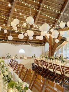 White Decorative Paper Lanterns, White Paper Lantern Set For Wedding Season, Paper Lantern Shades, DIY Craft Home Decor, Wedding Party, Anniversary, Birthday Party, Ceiling Decor - Nhiều màu - Xem 3