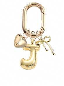 金色泡泡字母 A-Z 钥匙扣,可爱字母吊坠配心形蝴蝶结,闪亮金属字母钥匙扣,个性化包包挂饰,手提包背包钥匙圈配件,适合日常使用、旅行、上学、购物,送给女孩、青少年、女性、朋友的礼物,非常适合情人节、生日、圣诞节、节日 - 彩色 - 查看 18