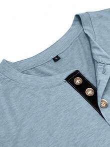 FEIAO 男士休闲运动风撞色门襟轻薄长袖 Polo 衫，可叠穿或单穿，轻松打造日常休闲造型 - 藍色 - 查看 7