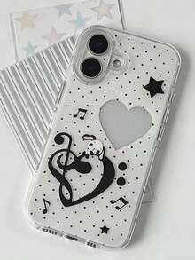 新款时尚高端音符黑白兔子镂空爱心手机壳，兼容 16 Pro Max；创意个性化手机壳，兼容 17/15 Pro Max；防震全包保护，兼容 14 Pro/13 - 彩色 - 查看 2
