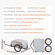 Bike Cargo Trailer, 88/100/160 Lbs Load Capacity, Heavy-Duty Bicycle Wagon Cart, Foldable Compact Storage With Universal Hitch - Black - View 7