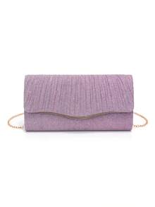 Shiny Evening Clutch, Elegant Fashion Envelope Bag, Ladies Wedding Party Handbag - Purple - View 6