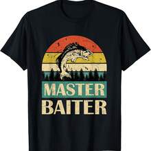 Camiseta divertida con frase "Maestro Baiter Pescador Pescadores Hombres Mujeres" - Negro 4 - Ver 1