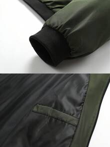 男士立领拉链棒球夹克，飞行员夹克 - 軍綠色 - 查看 6