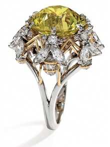 1枚女士订婚/结婚戒指，镶嵌黄色合成立方氧化锆，银色镀铜戒托，奢华珠宝，适合日常佩戴、馈赠亲友、情人节、圣诞节及所有季节。 - 銀色 - 查看 1