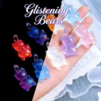5pcs Glow-In-The-Dark Resin Bear Pendant, DIY Bracelet Earring Necklace Jewelry Making Supplies (Glow Bear Only)