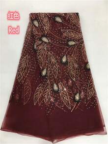 5 Yards/1 Yard Green African Mesh Lace Fabric, 2026 French Sequin Embroidered Handmade Beaded Nigerian Mesh Netting For Wedding Party - A - View 20